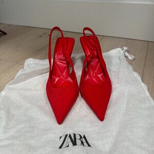 Zara Red Heels Size 5/5.5 Woman